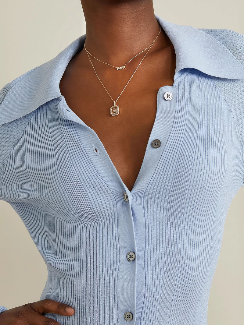 MATEO The Little Things 14-karat gold, diamond and pearl necklace Gold outlook
