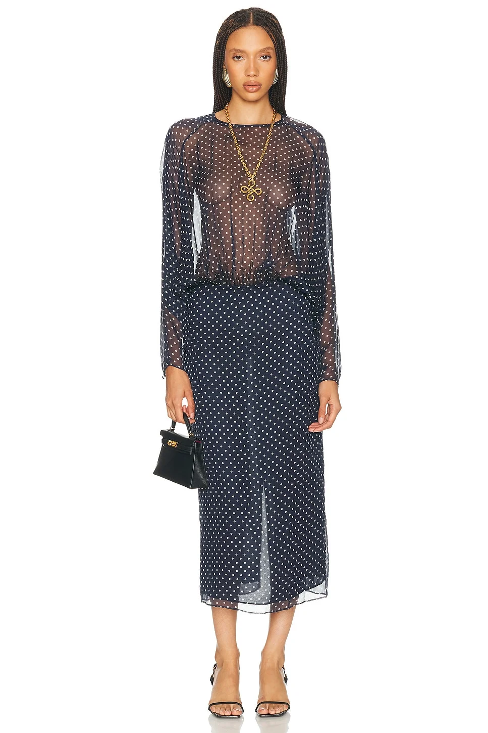 The Sabrina Midi Dress in Printed Silk Chiffon - 1