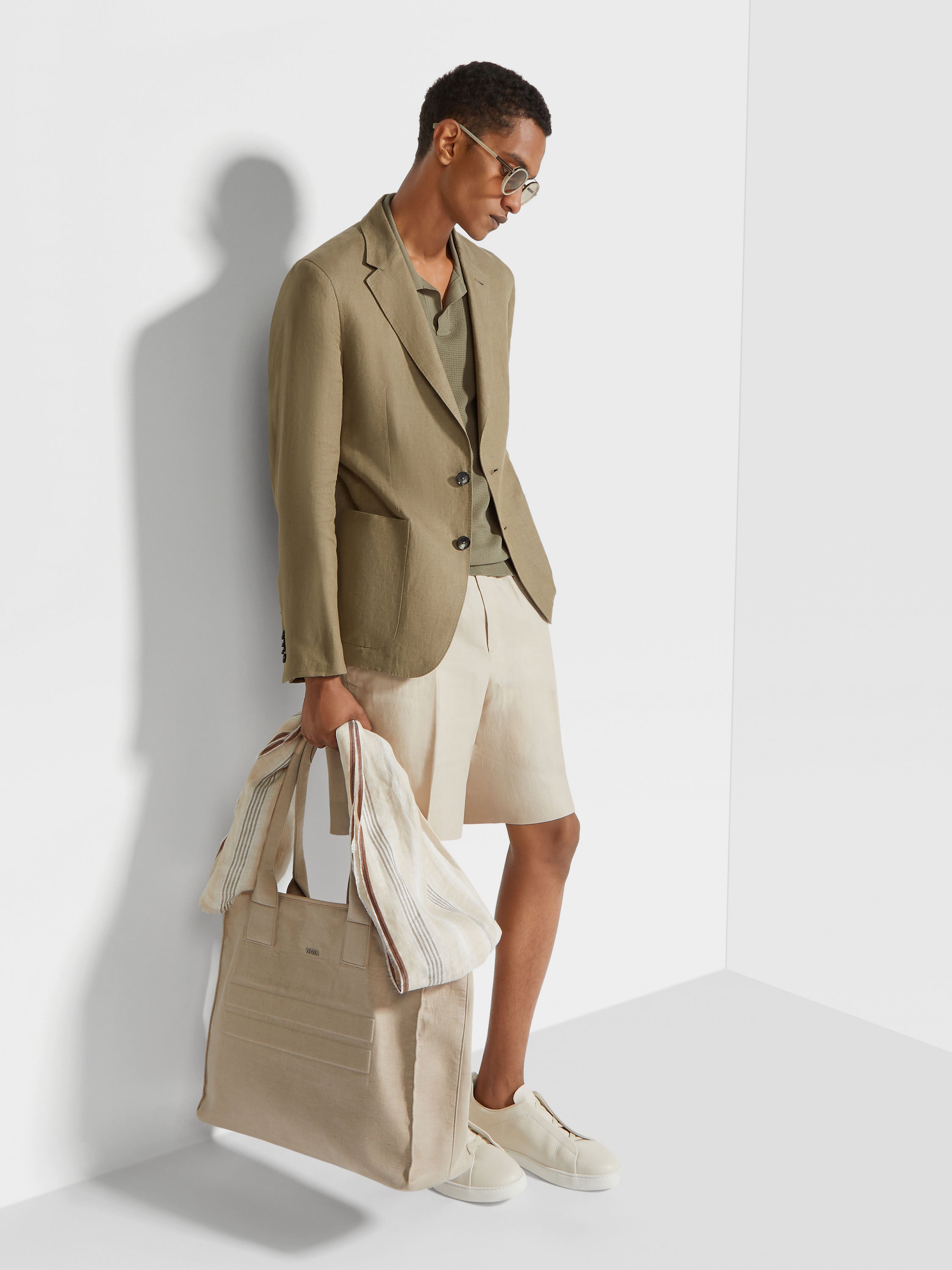 LIGHT BEIGE OASI LINO SHORT PANTS - 3