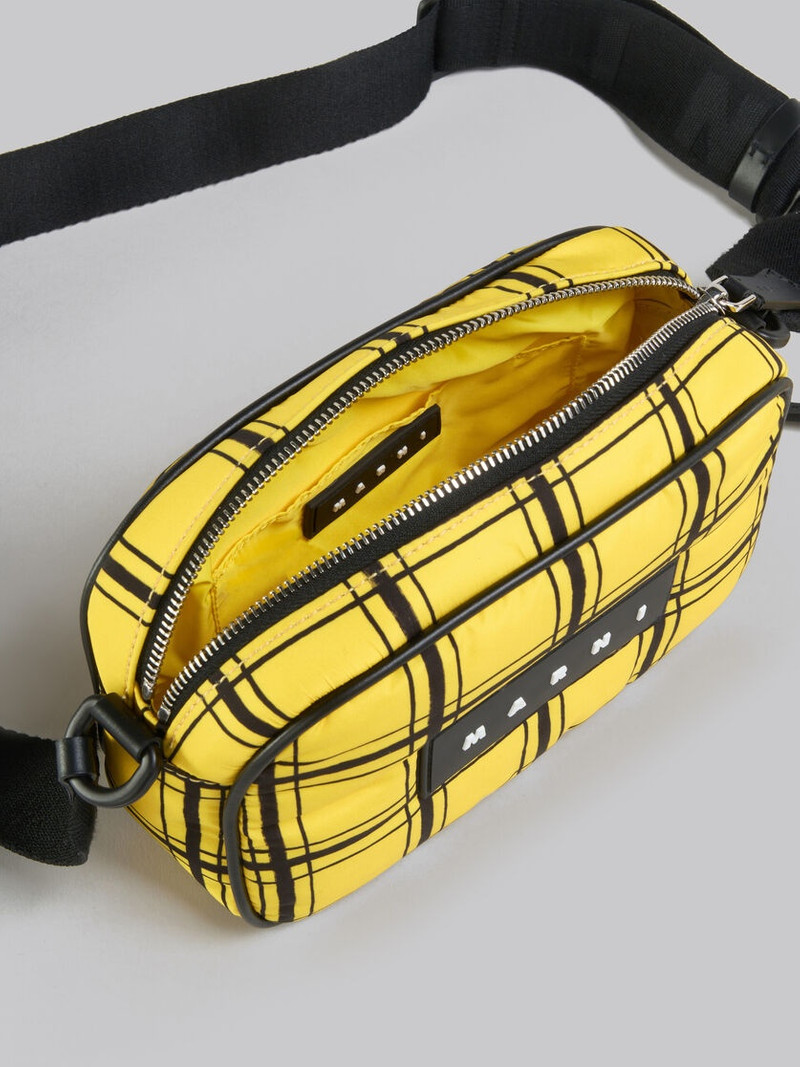 YELLOW CHECKED PUFF CAMERA BAG 4