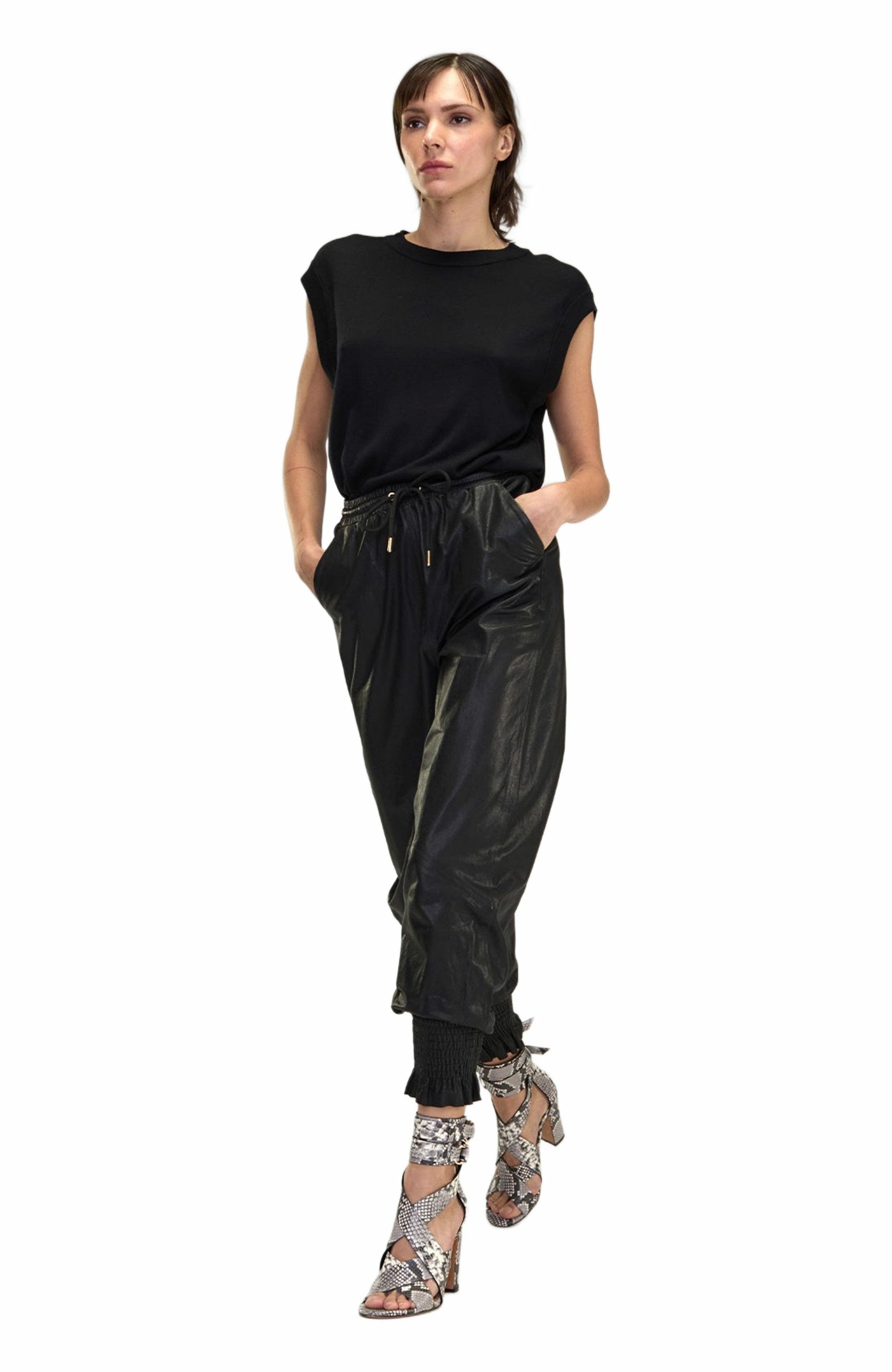 Cynthia Rowley The London Leather Jogger in Black at Nordstrom - 2