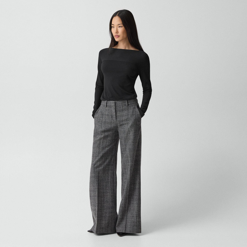 Theory Boatneck Long-Sleeve Top in Stretch Rib outlook