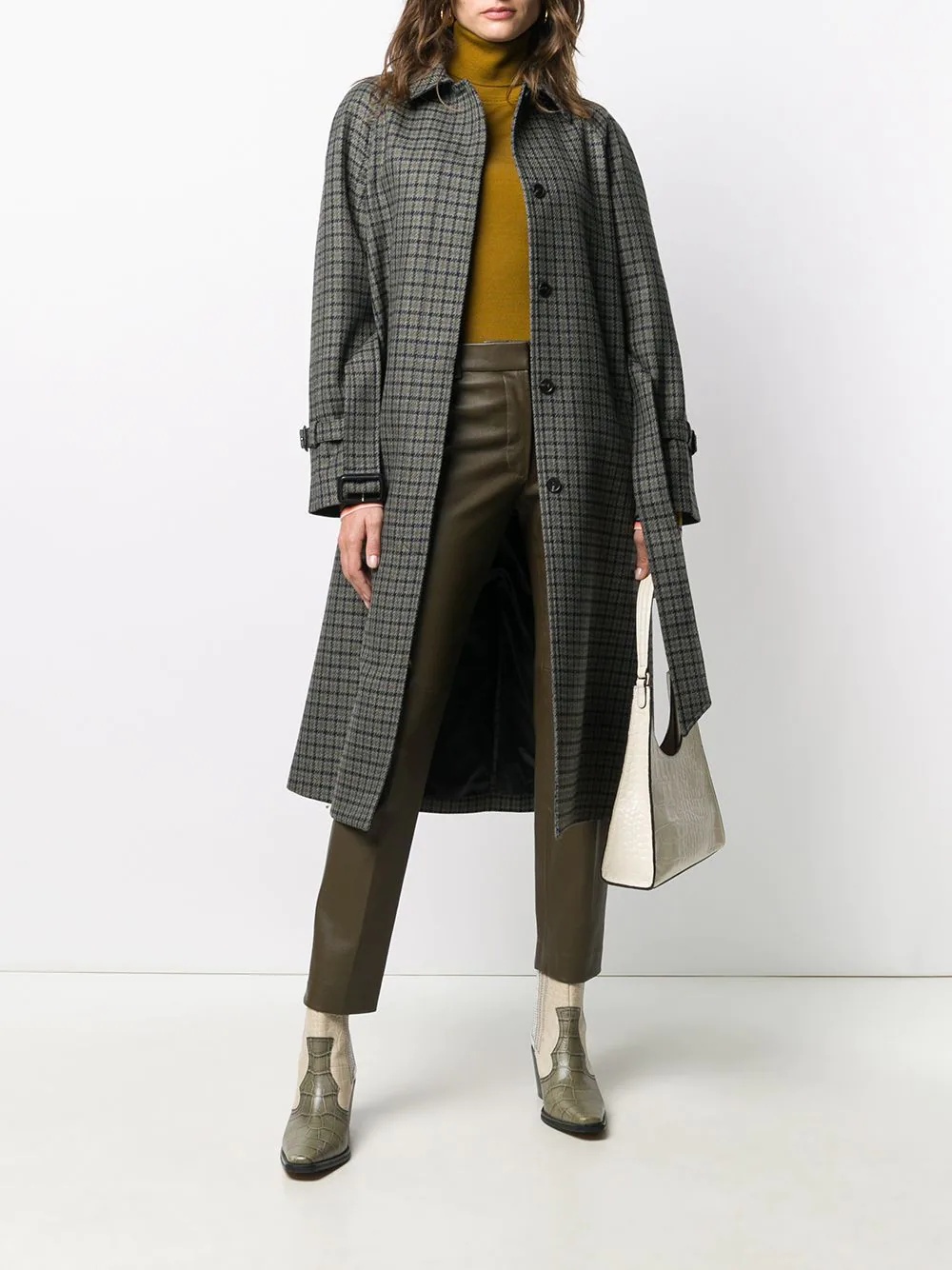 check belted wool coat - 2