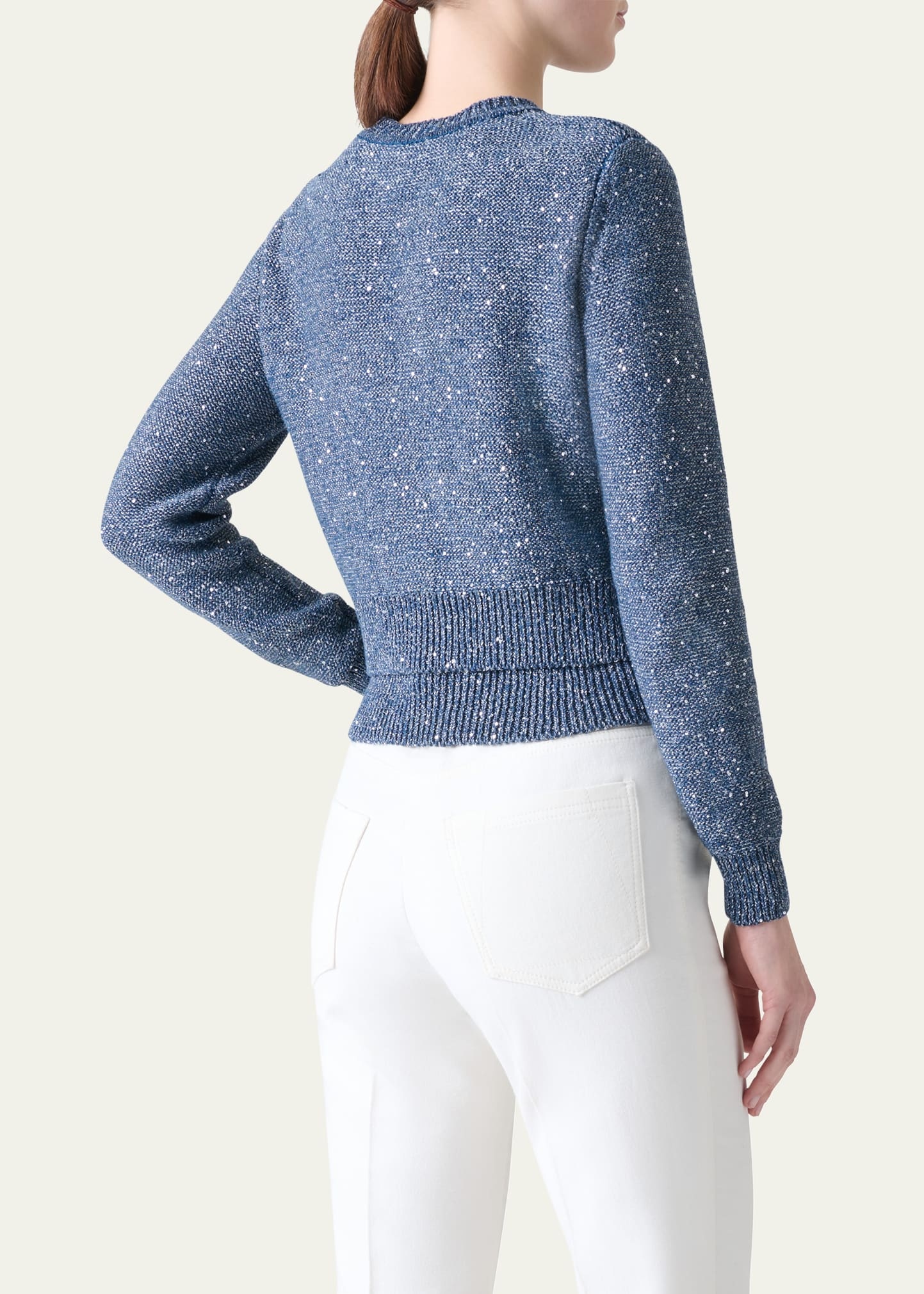 Knit Sequin Button-Front Cardigan - 3