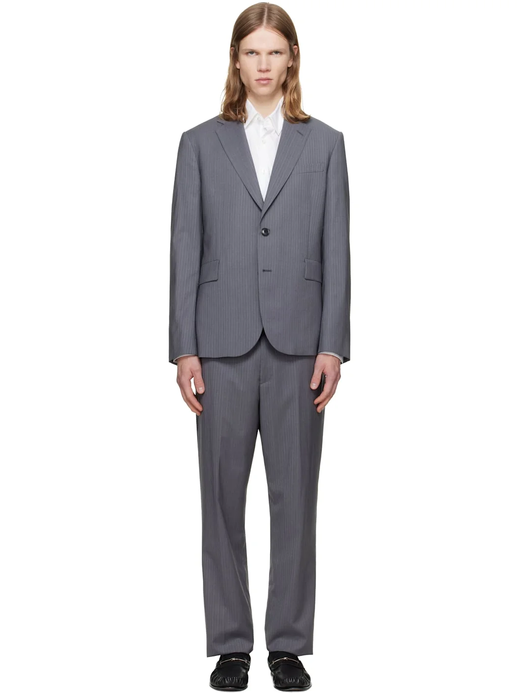 Gray 'The Soho' Tailored-Fit Pinstripe Wool Suit - 1