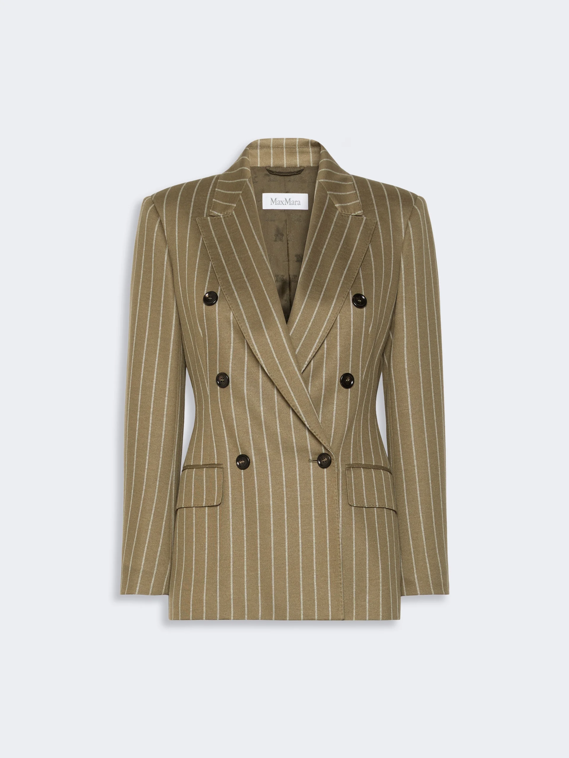 BALTA Double-breasted pinstripe jersey blazer - KAKI - 1