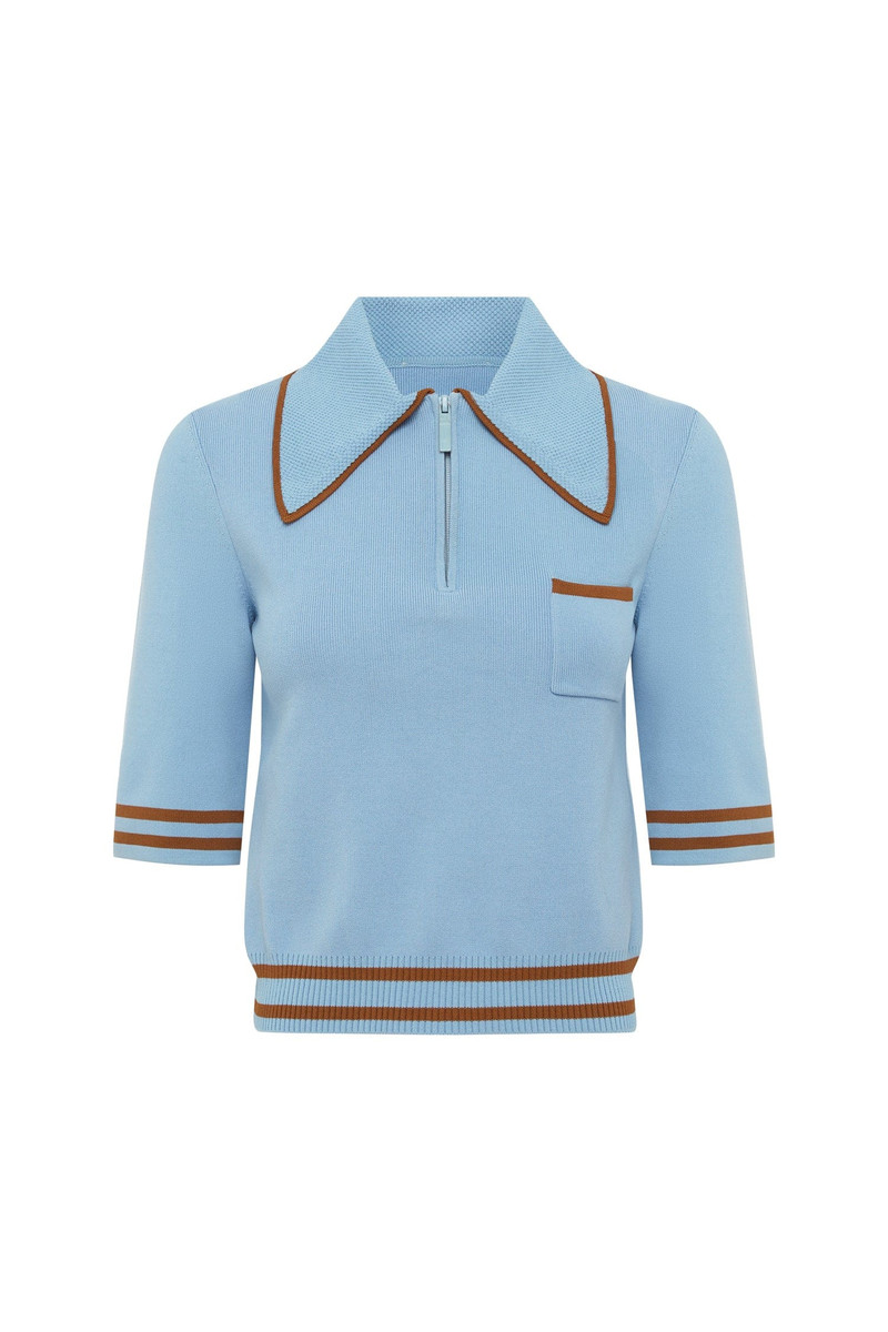 Noura Knit Polo Blue 1