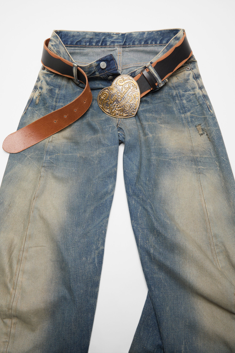 Heart logo buckle belt - Black/camel 3