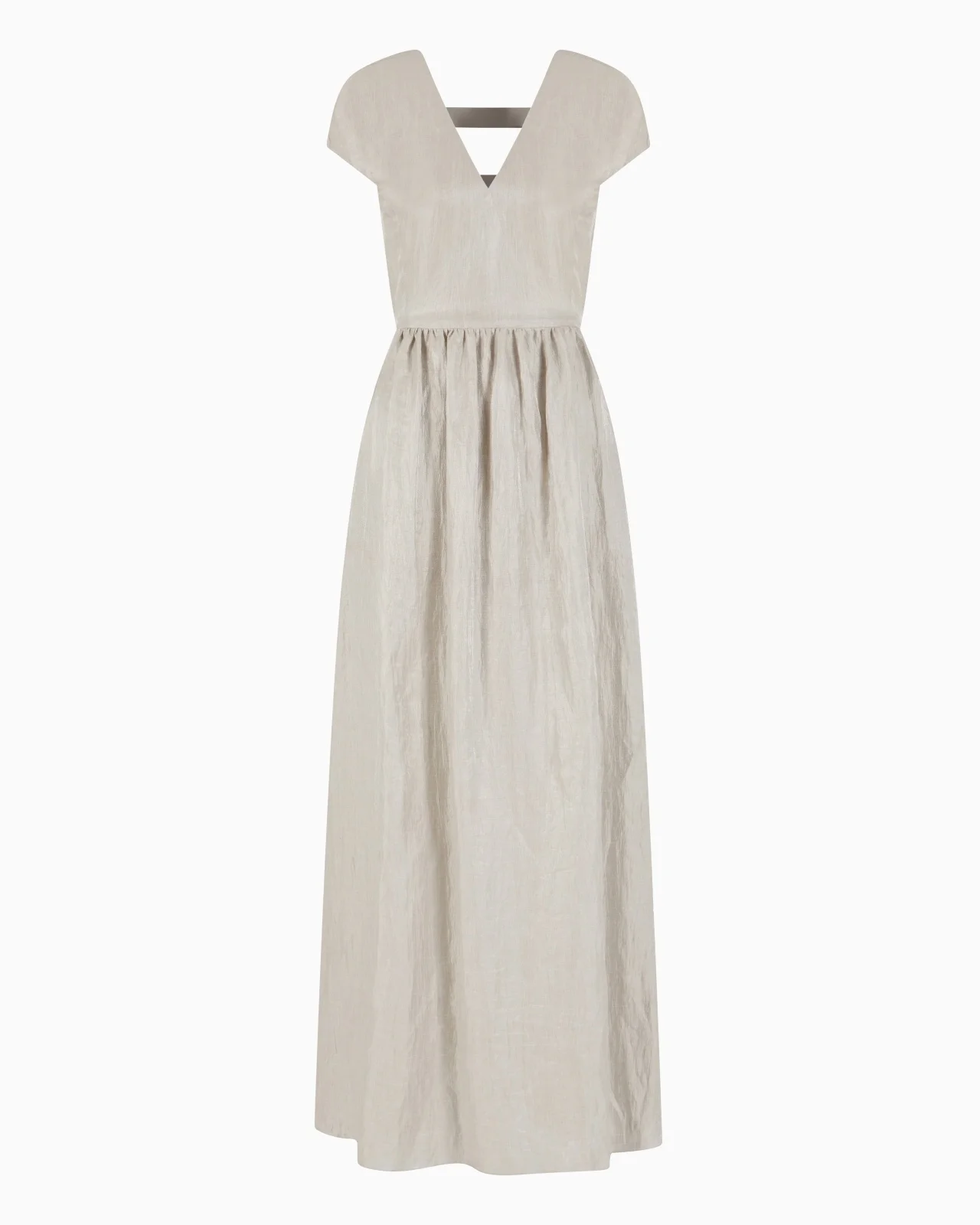 LINEN V-NECK LONG DRESS - 1