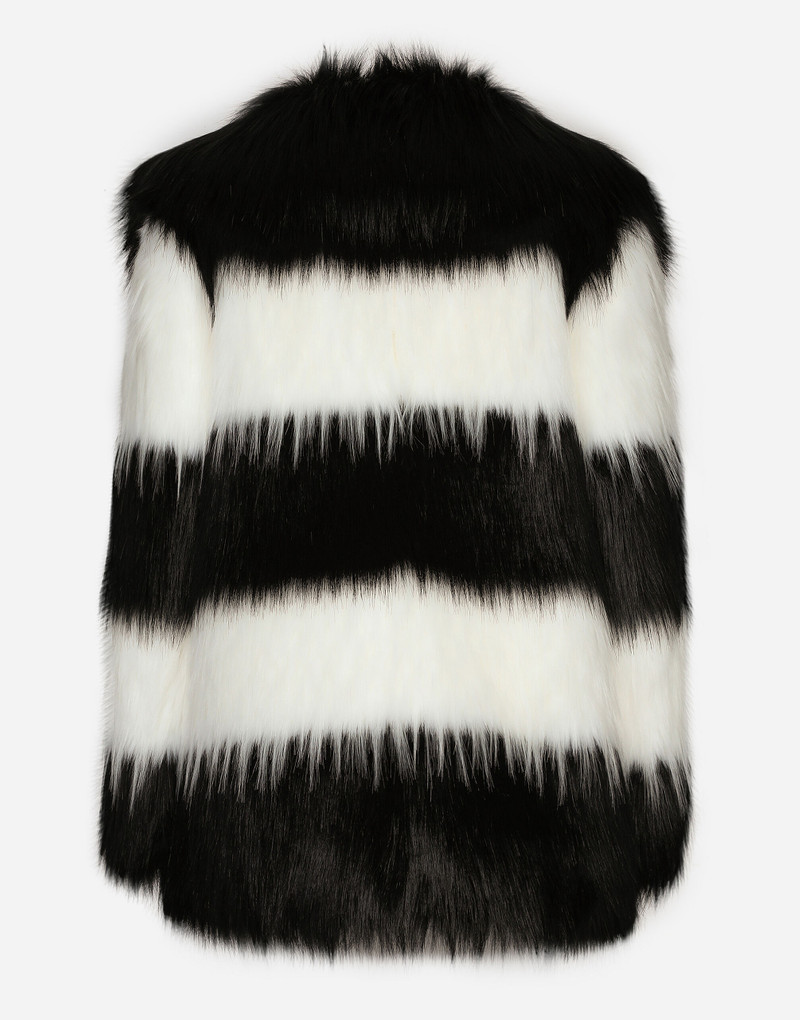 Dolce & Gabbana Striped faux fur coat outlook