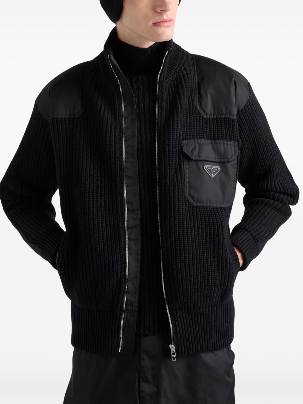 zip-up ribbed knit cardigan - 5