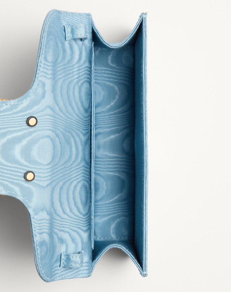 VALENTINO GARAVANI LOCÒ MOIRÉ FABRIC CLUTCH WITH JEWEL LOGO 5