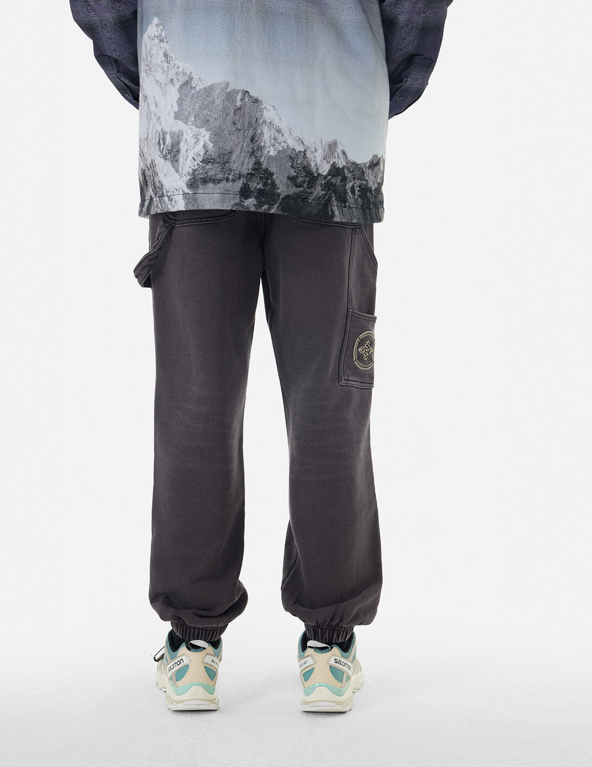 Pigment Dyed Logo and Kamon Embroidery Relax Fit Sweatpants - 4