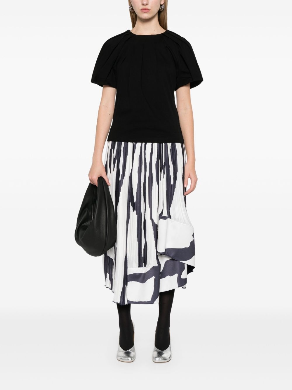 zebra-print pleated midi skirt - 2