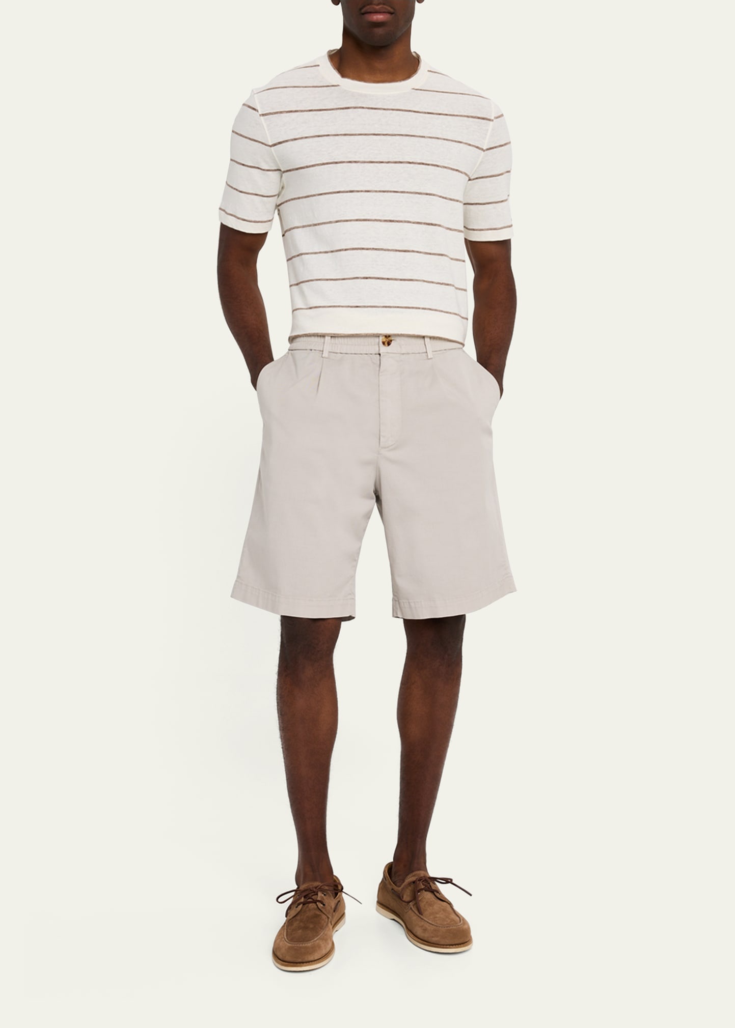 Men's Pleated Stretch-Waistband Bermuda Shorts - 2
