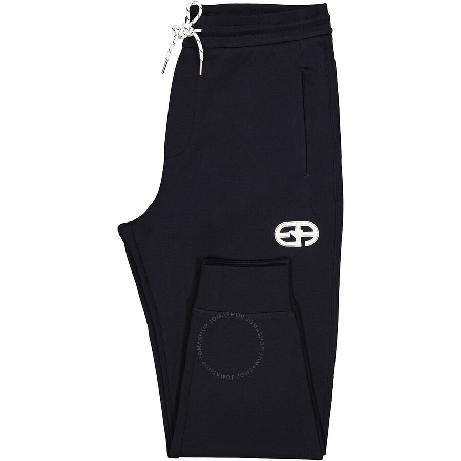 Emporio Armani Men's Navy Logo Embroidered Track Pants - 6