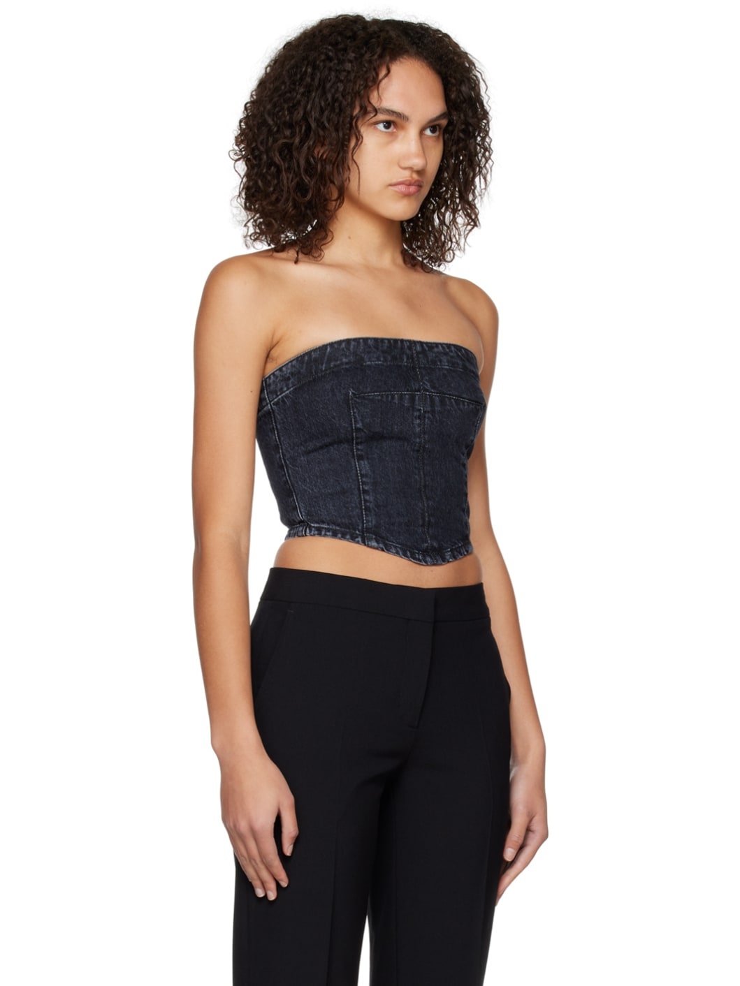 Navy Washed Denim Bustier - 2