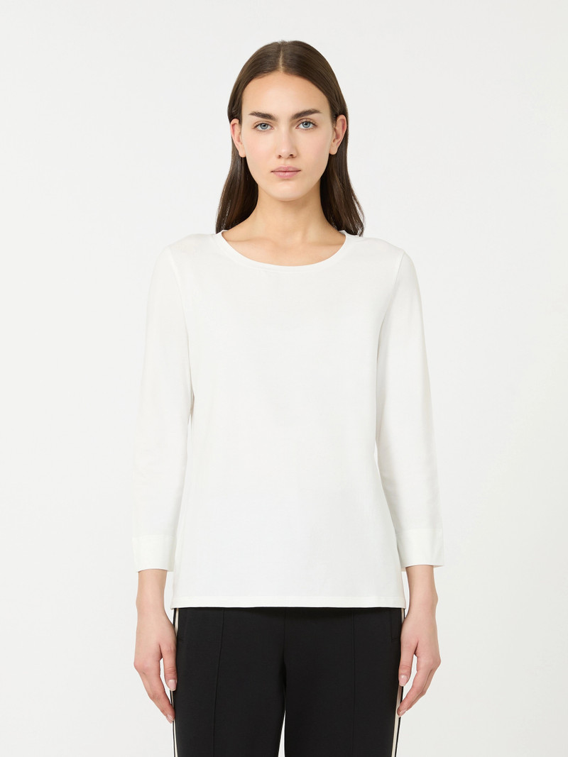 DURATA Cotton knit T-shirt - WHITE 3