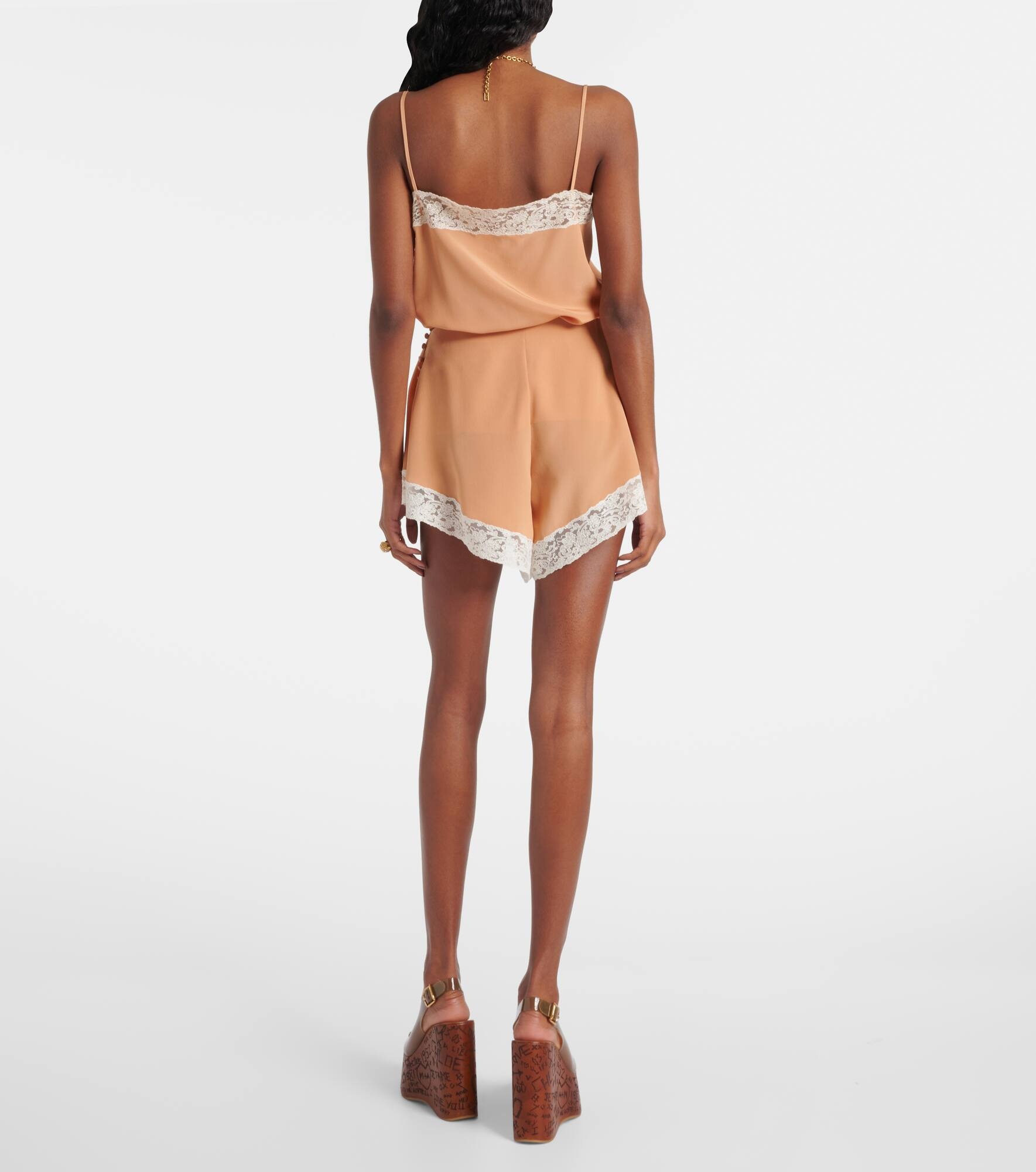 Lace-trimmed silk shorts - 3