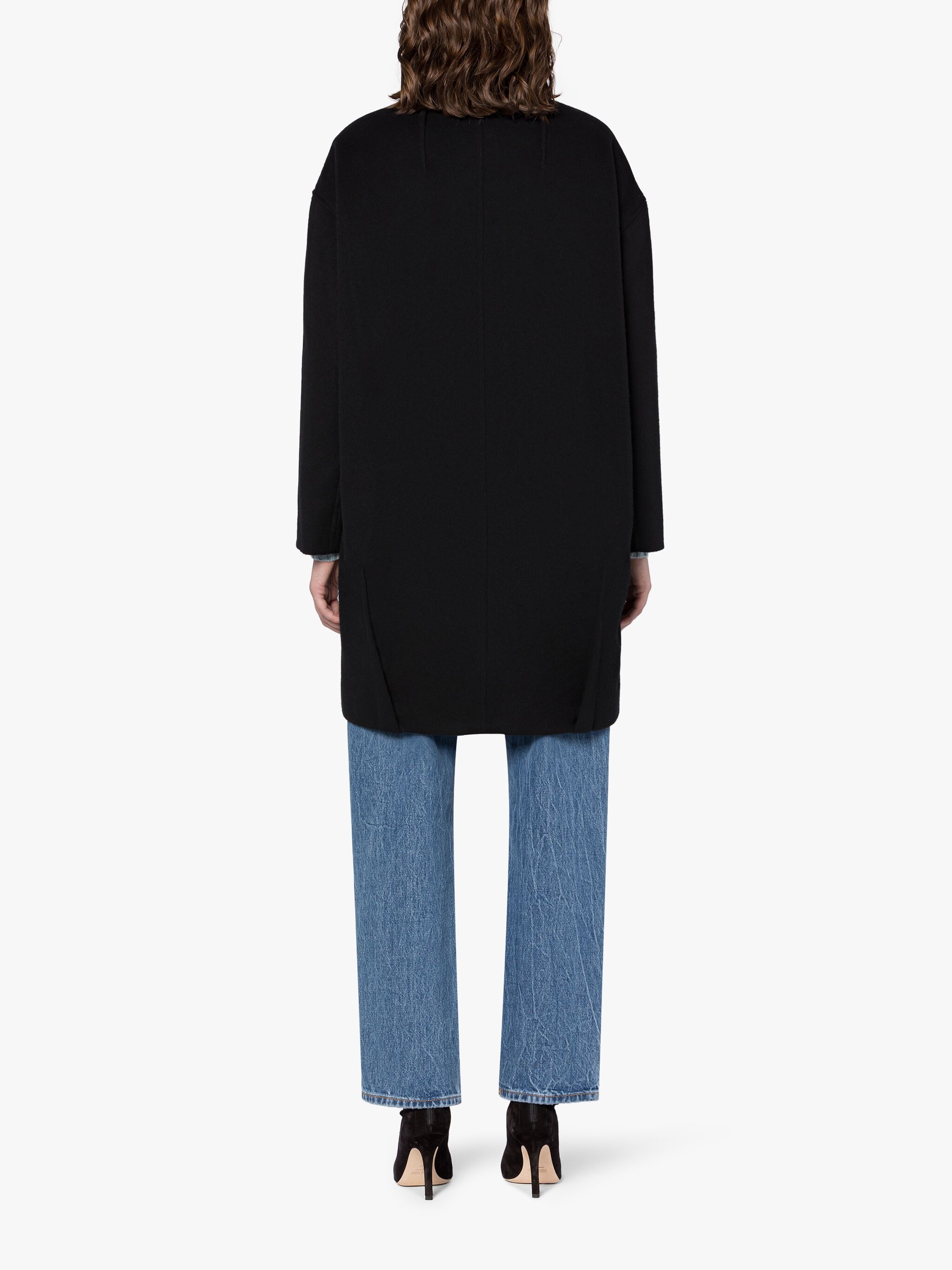 FREDDIE BLACK WOOL & CASHMERE COCOON COAT - 4