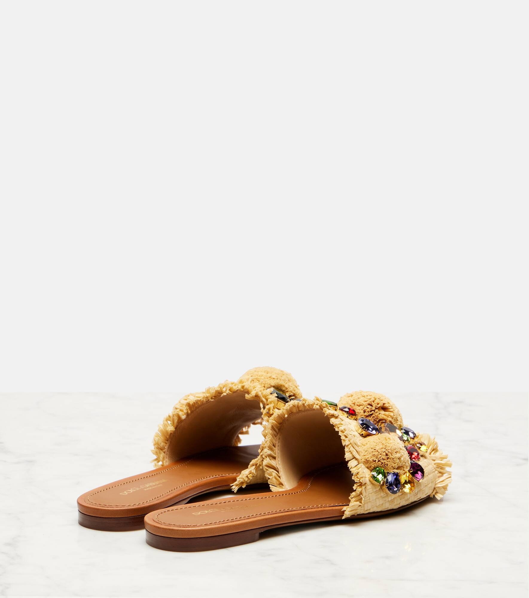 Embellished raffia-effect slides - 2
