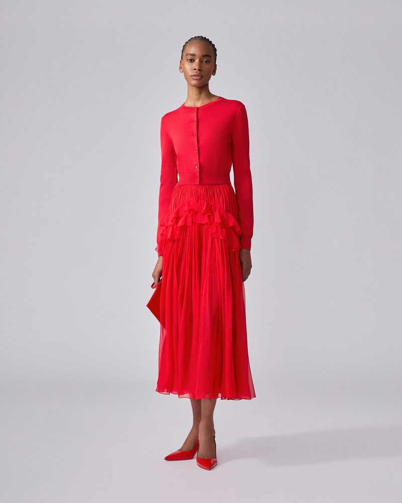 CAROLINA HERRERA Pleated Chiffon Midi Skirt outlook
