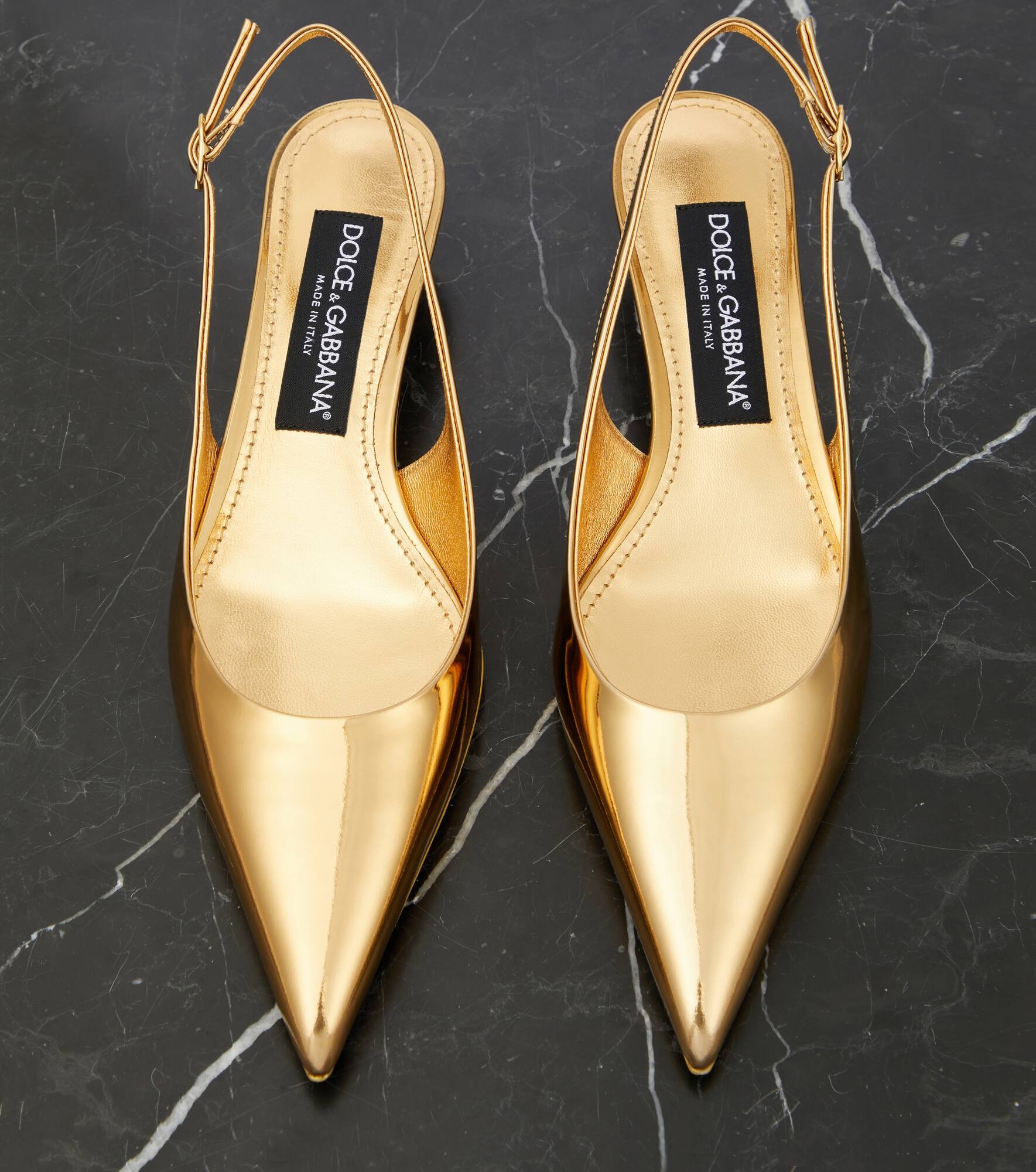 Metallic patent leather slingback pumps - 6