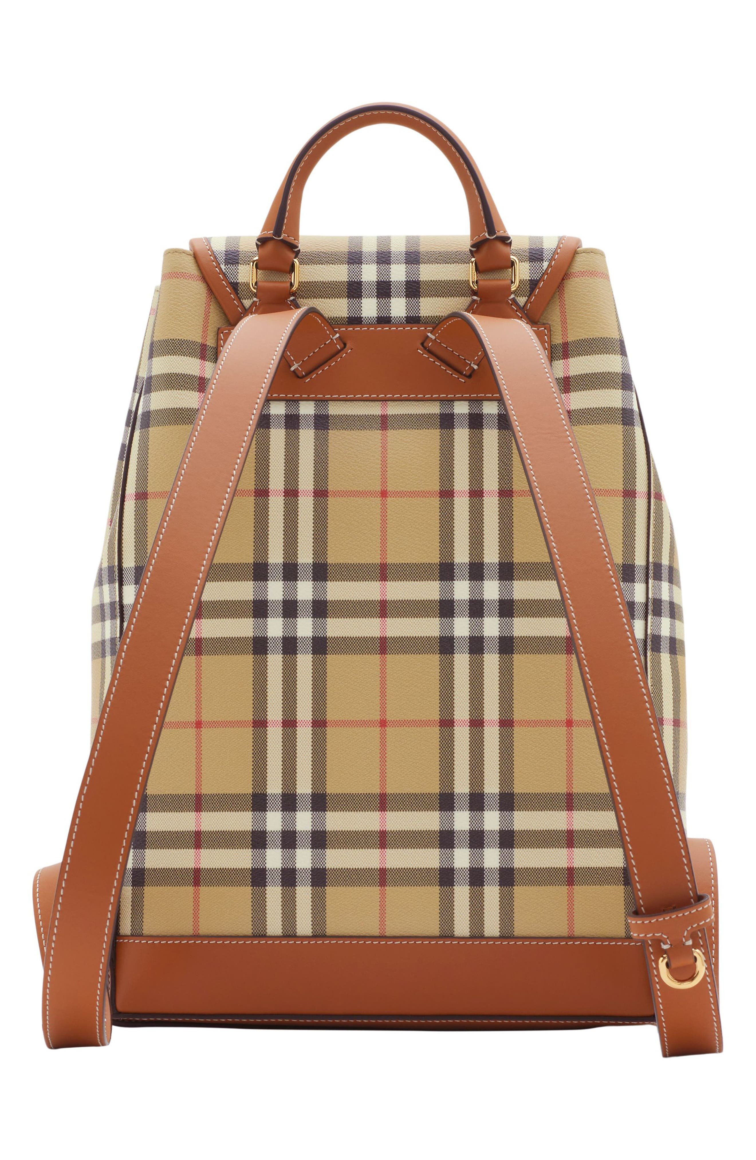 burberry Medium Check Coated Canvas Backpack in Vintage Check/Briar Brown at Nordstrom - 3