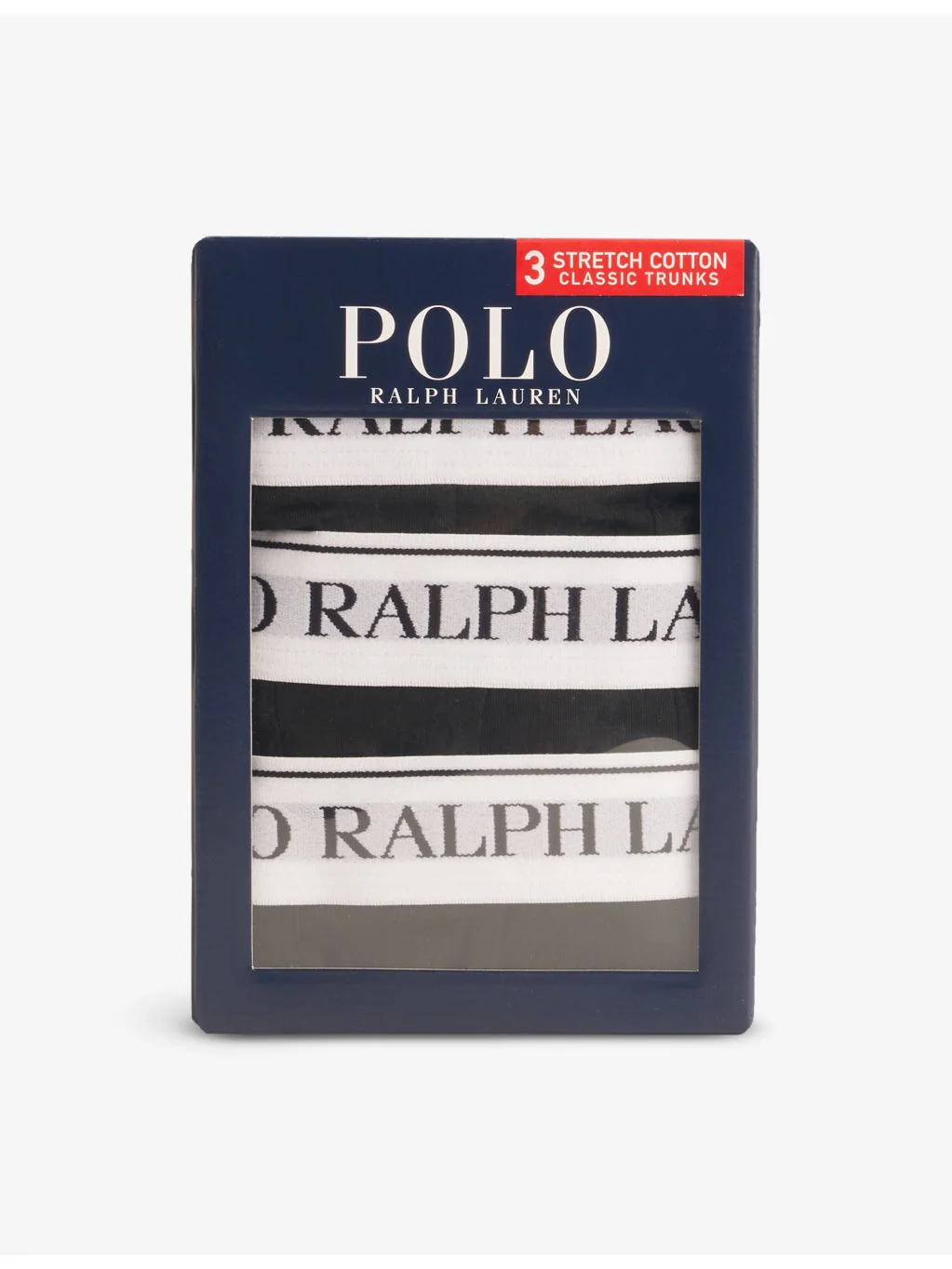 Logo-waistband classic-fit pack of three stretch-cotton trunks - 1