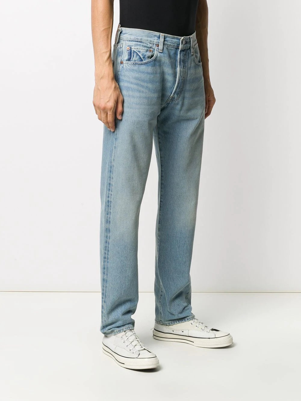 light wash straight leg jeans - 3