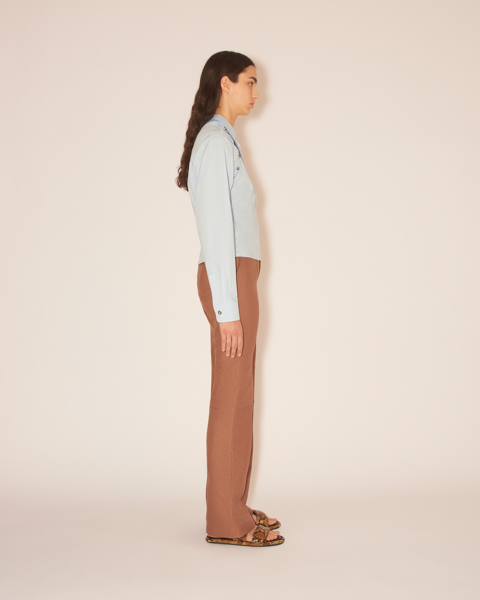 ZELDA - Straight leg double suiting cargo style trousers - Brown - 4