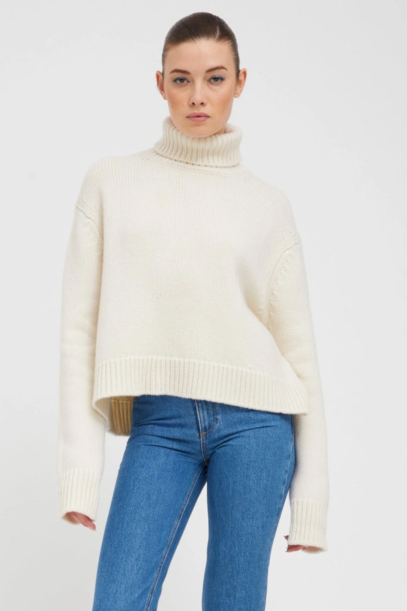 CHALK HEAVY CASHMERE TURTLENECK SWEATER - 1