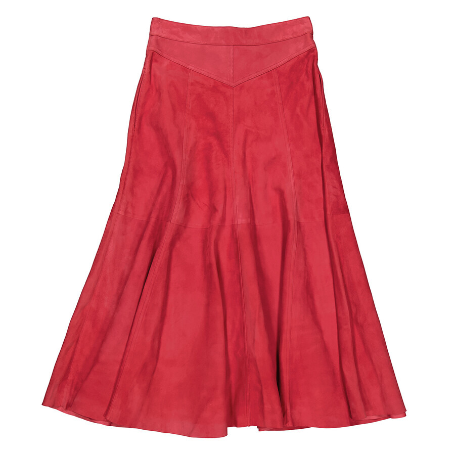 Chloe Ladies Scarlet Red Button-Up Suede Skirt, Brand Size 36 (US Size 4) - 2