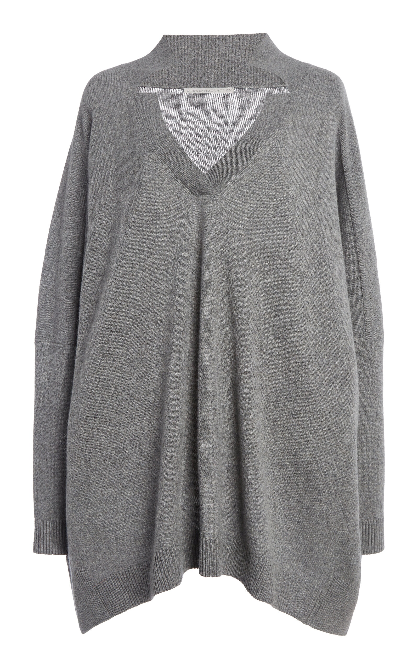 Oversized Regenerated Cashmere Polo Sweater grey - 1