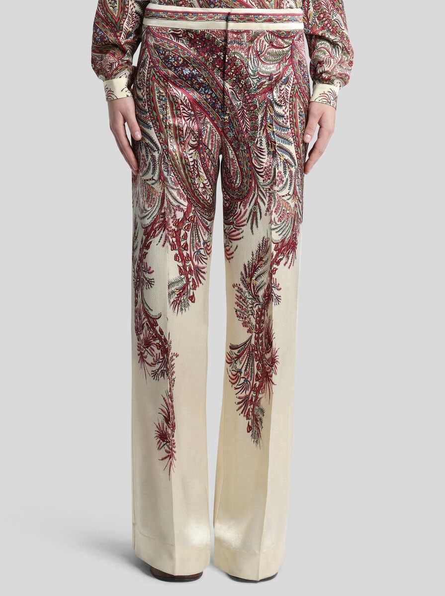 PRINTED SATIN PALAZZO TROUSERS - 2