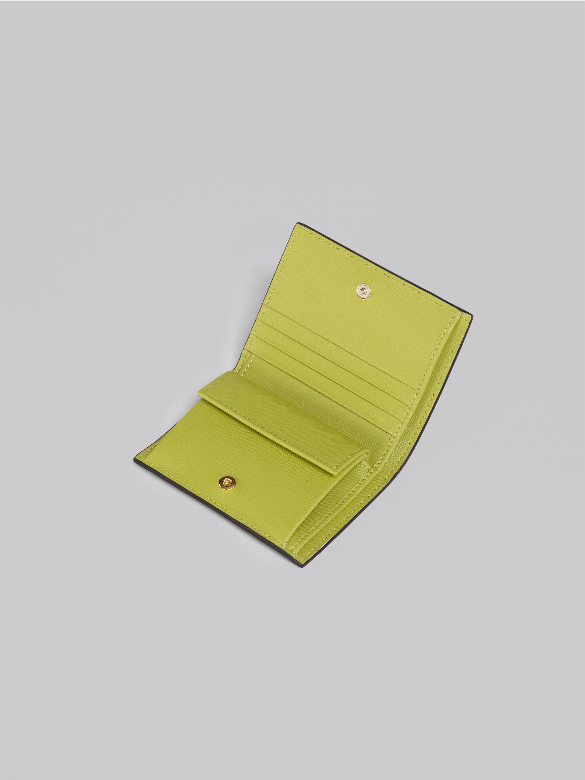 GREEN AND WHITE SAFFIANO LEATHER BI-FOLD WALLET - 4