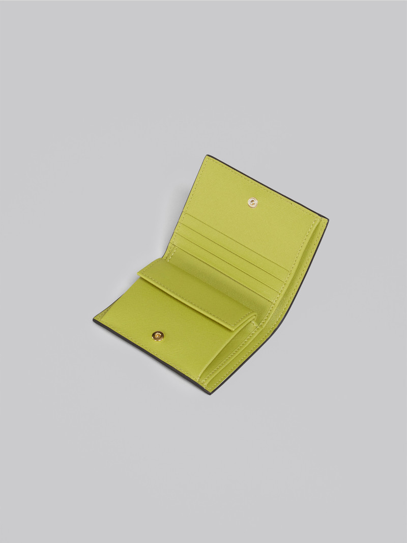 Marni GREEN AND WHITE SAFFIANO LEATHER BI-FOLD WALLET outlook