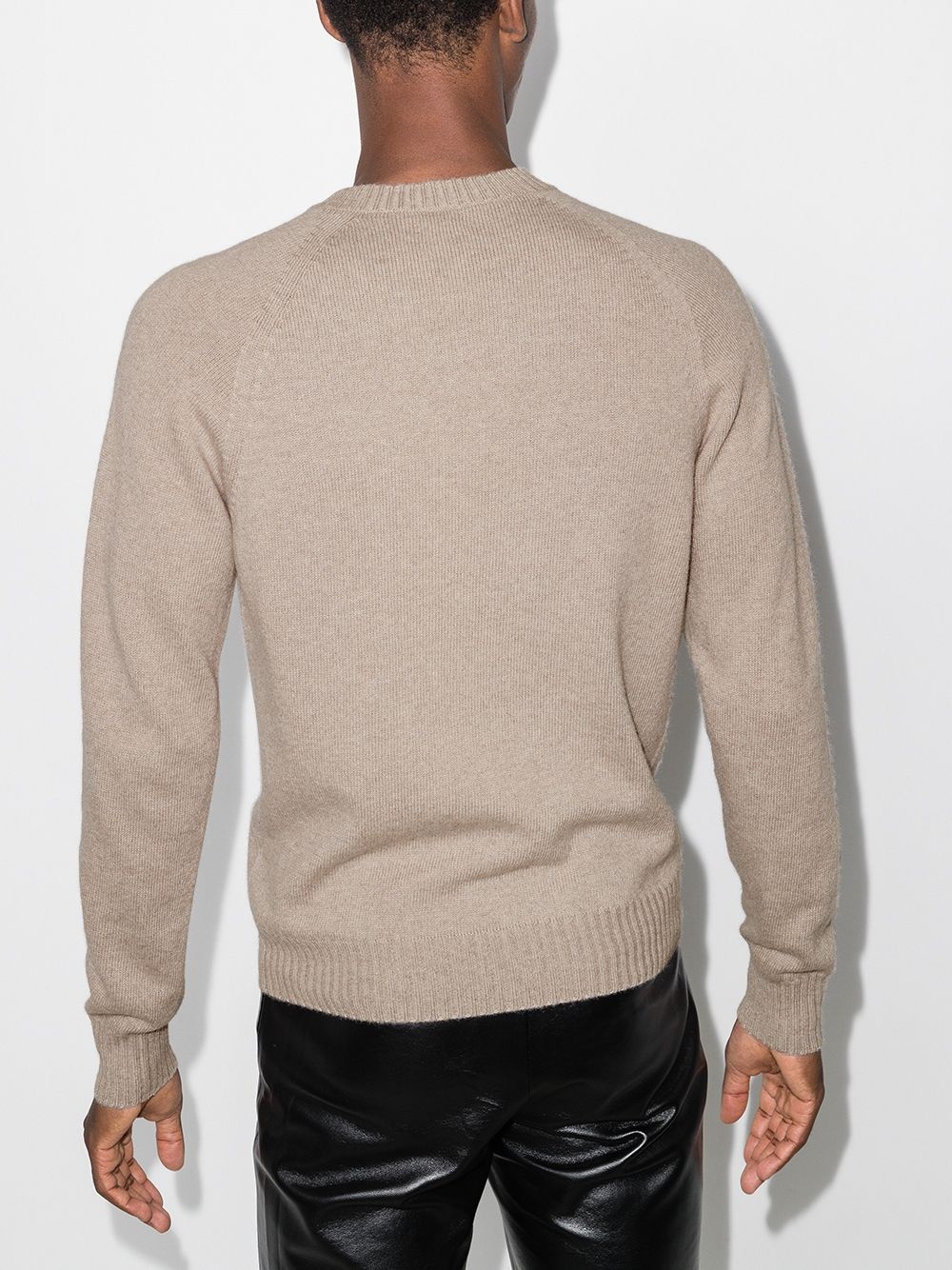 crew-neck raglan-sleeve knitted jumper - 3