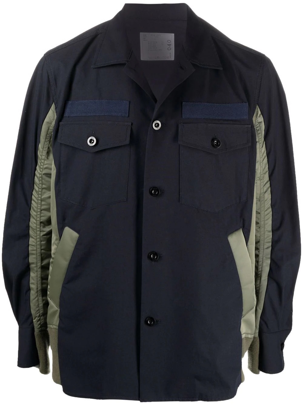 contrasting-panel shirt jacket - 1