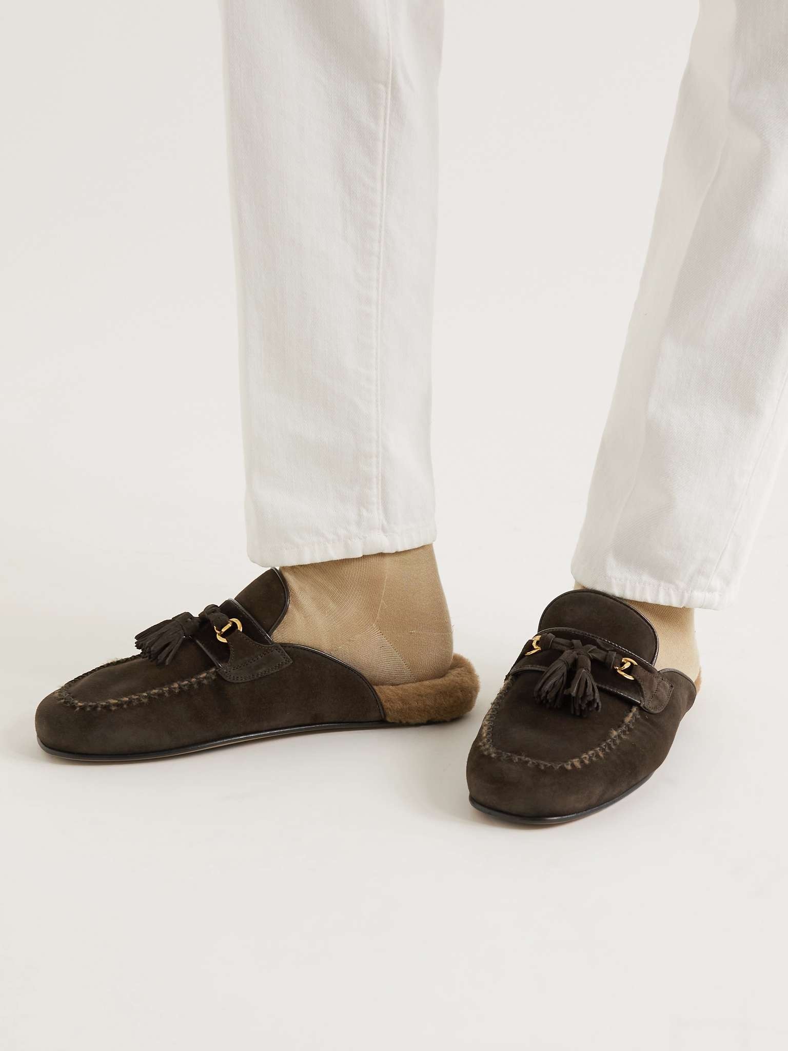 Stephan Shearling-Lined Suede Tasselled Backless Loafers - 2