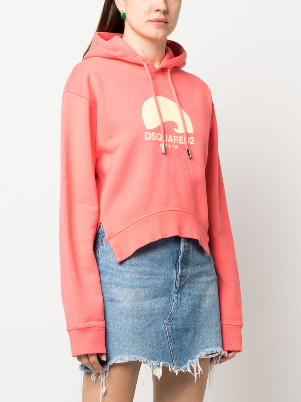 logo-print cotton hoodie - 3