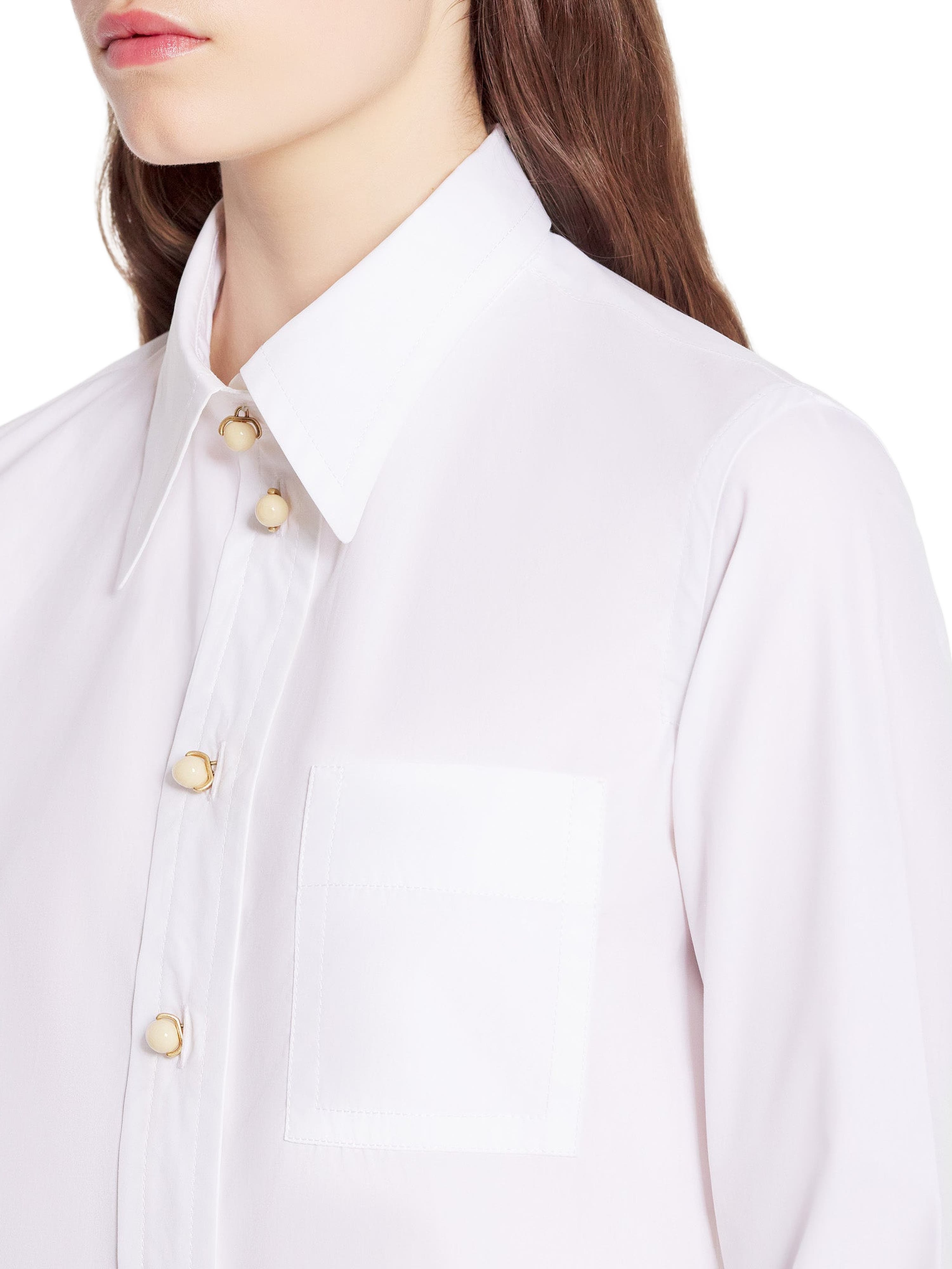 Lanvin Long Sleeve Shirt In Poplin in Optical White at Nordstrom - 8