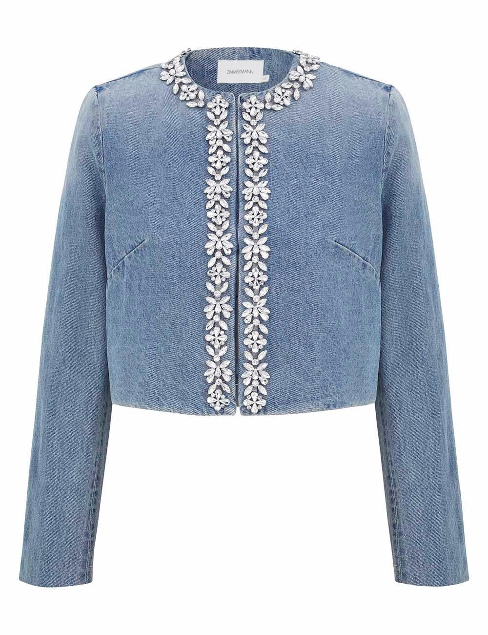 CRUSH EMBELLISHED DENIM JACKET - 1