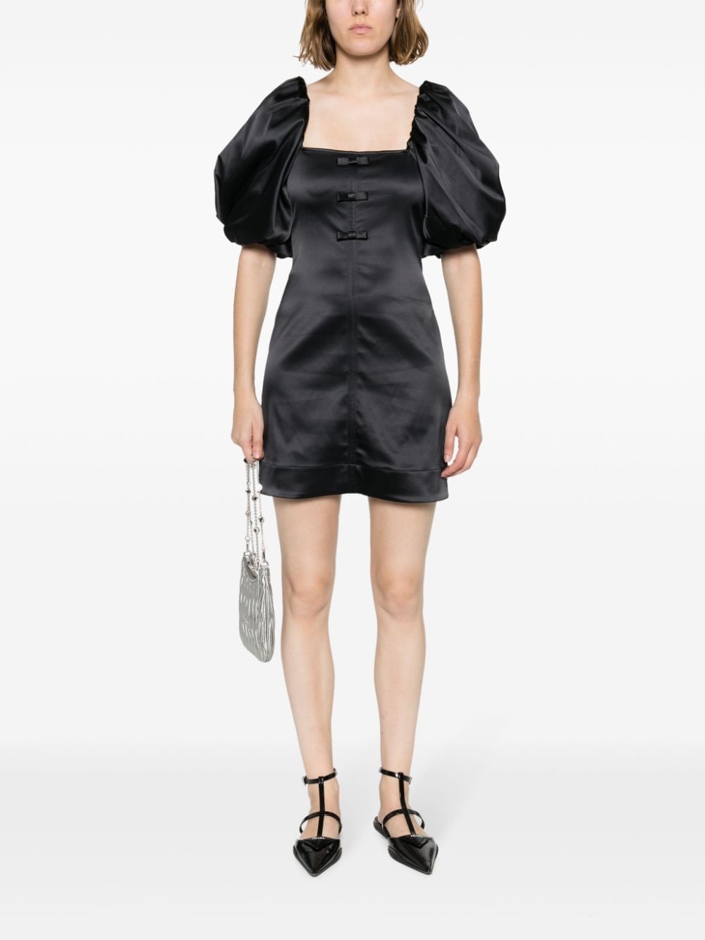 bow-detail satin minidress - 2