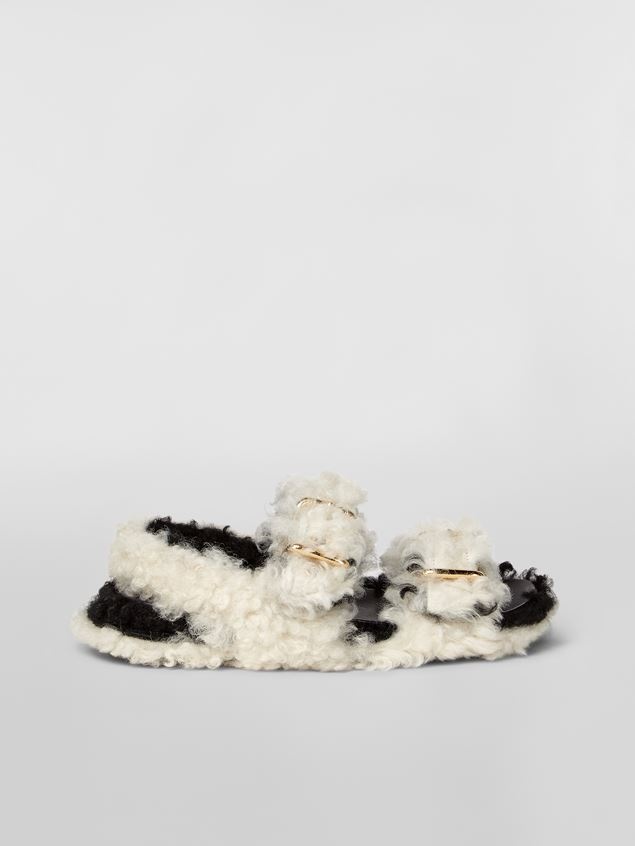 DOUBLE BUCKLE FUSSBETT IN WHITE SHEARLING - 1
