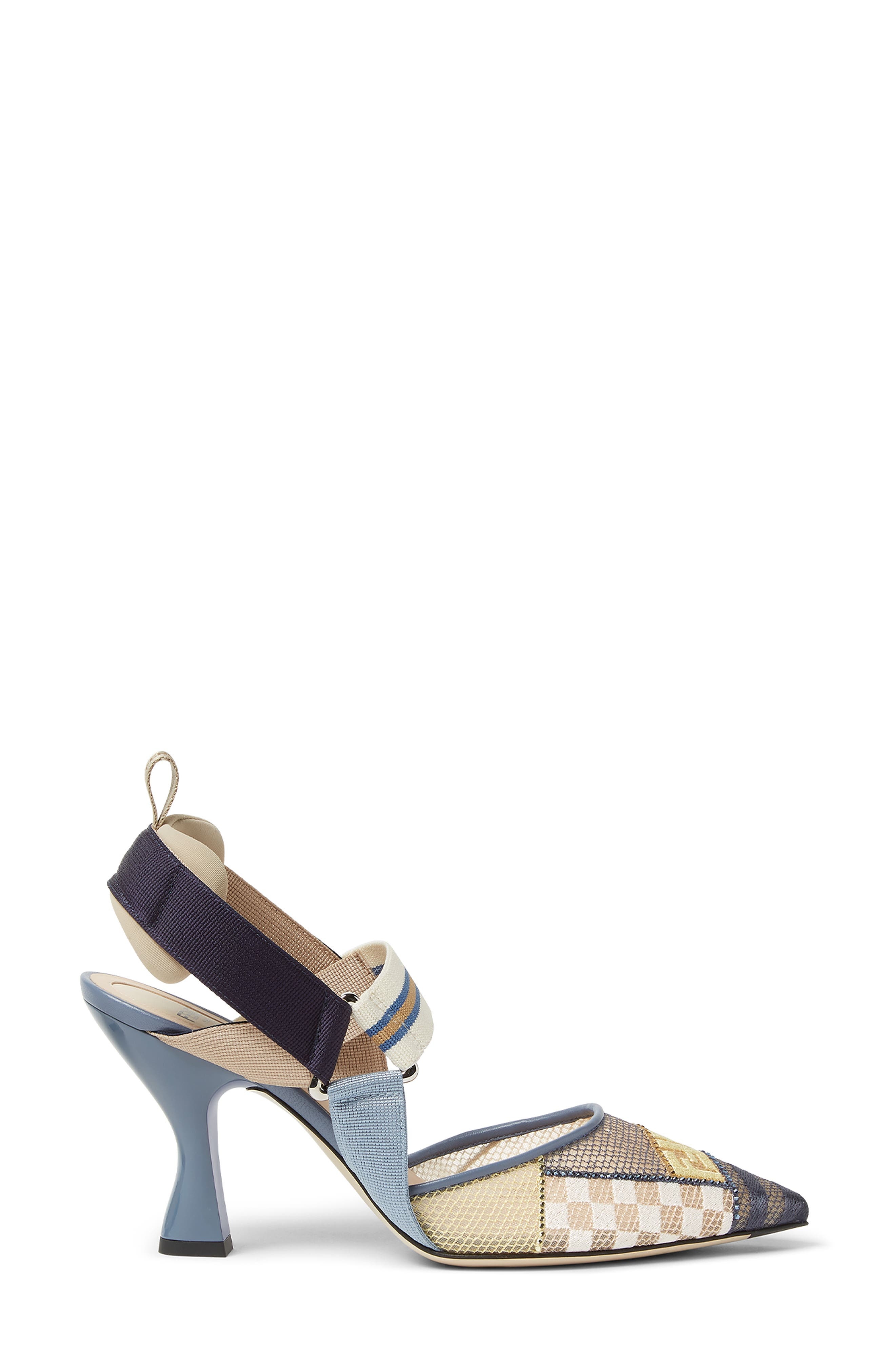 Fendi Colibri Pointed Toe Slingback Pump in Blue/Beige Multi at Nordstrom - 2