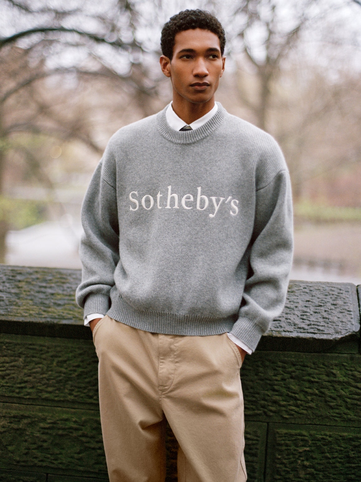 Sotheby's Unisex Cashmere Sweater in Grey Melange - 2