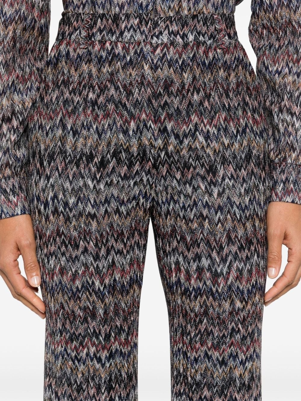 zigzag-woven lamÃ© cropped trousers - 5