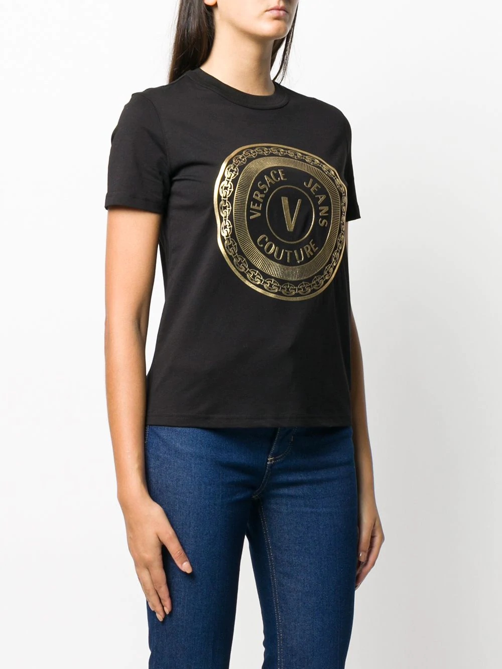 Gold Foil V-Emblem Print T-shirt - 3