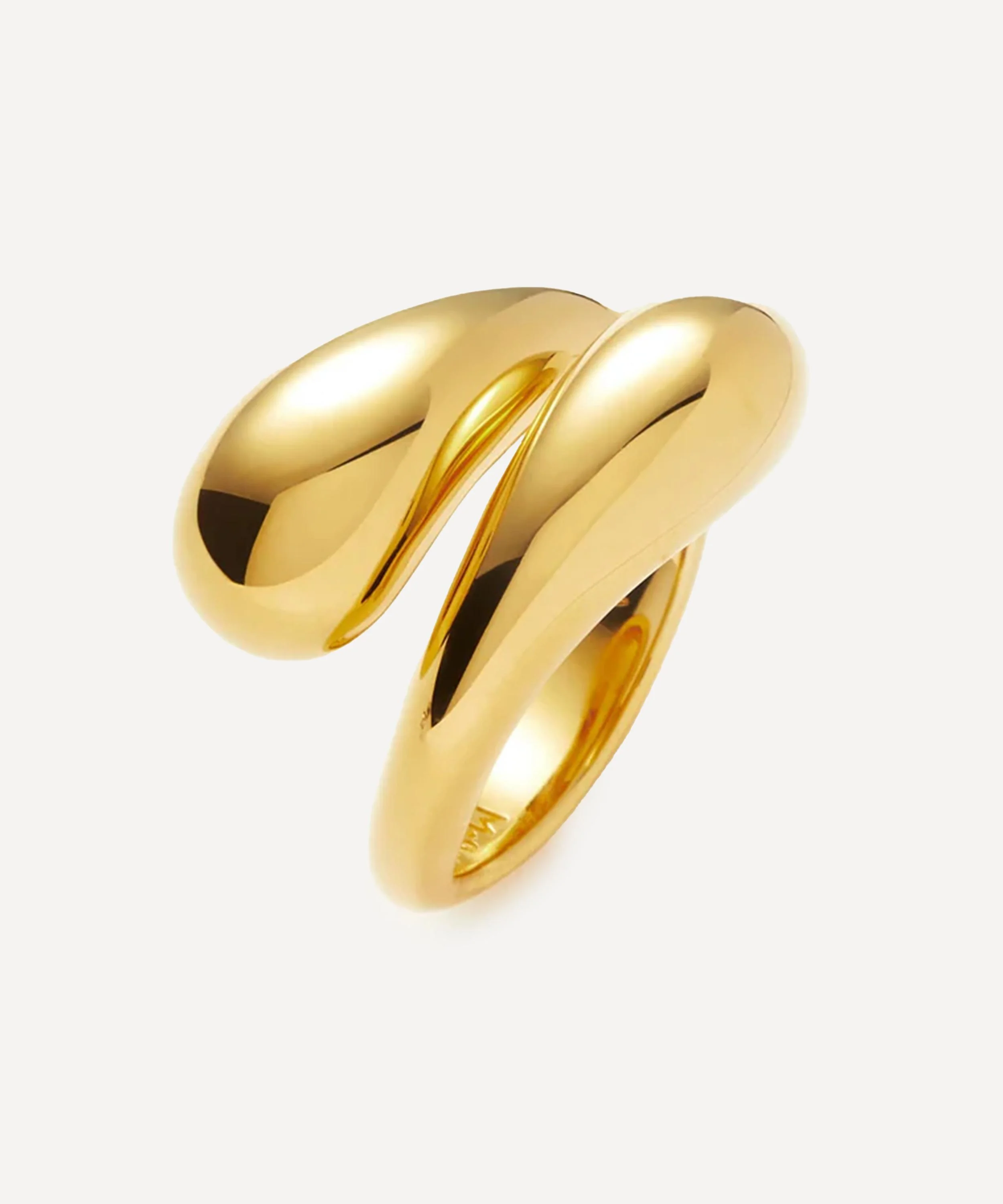 X Savi 18ct Gold-Plated Vermeil Silver Sculptural Crossover Ring - 1